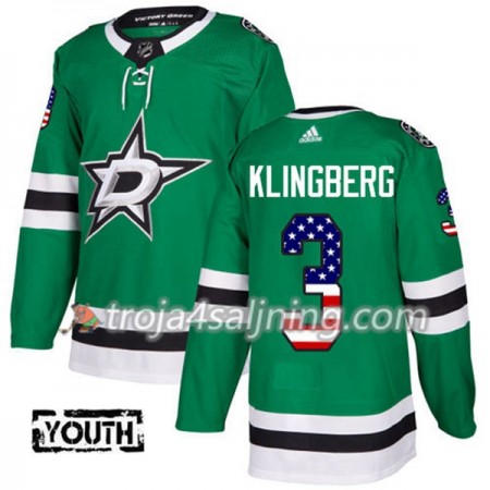 Dallas Stars tröja John Klingberg 3 Adidas 2017-2018 Kelly Grön USA Flag Fashion Authentic - NHL Tröjor Barn